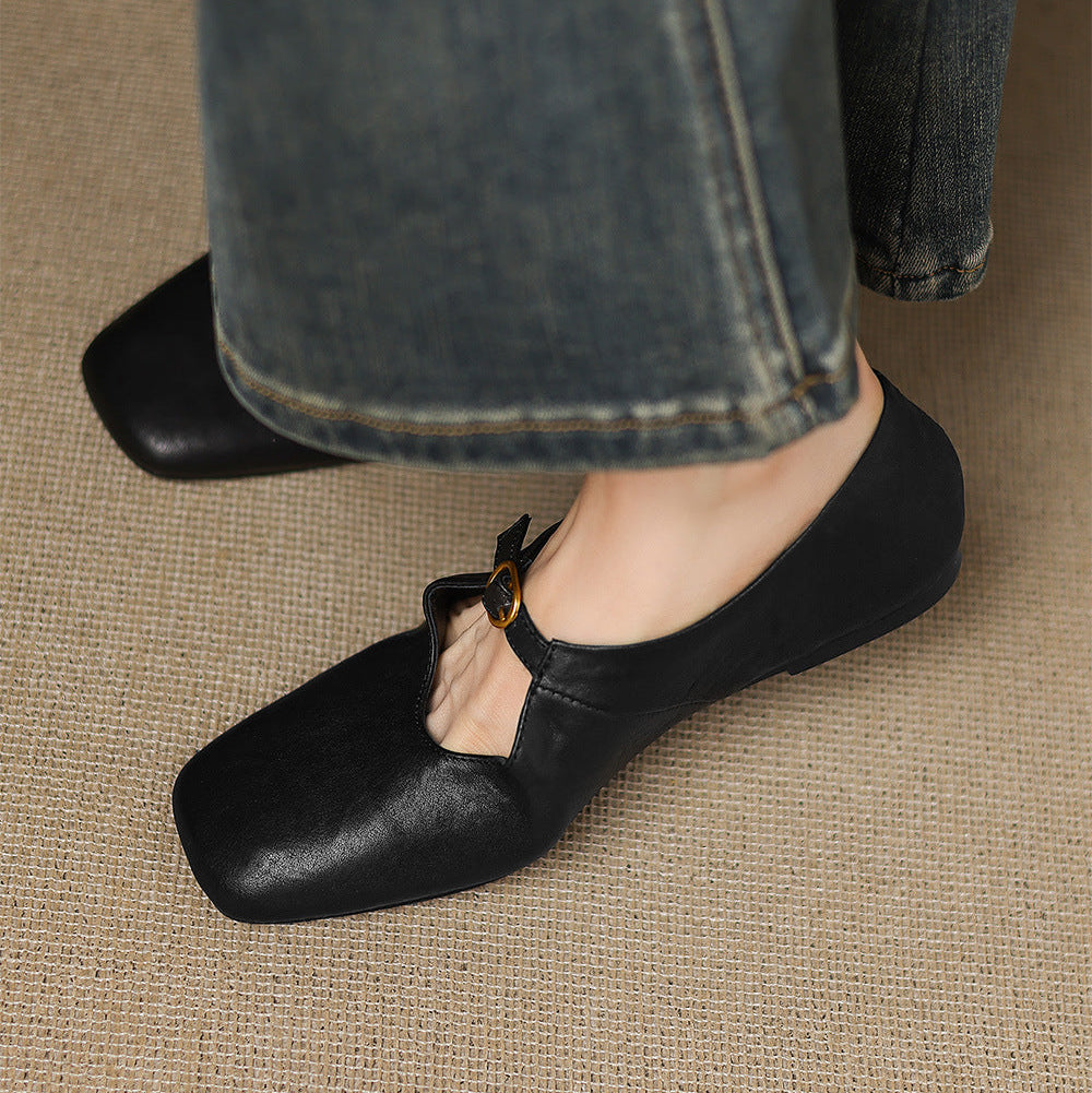 Kleva Mary-Jane-Flats aus echtem Leder