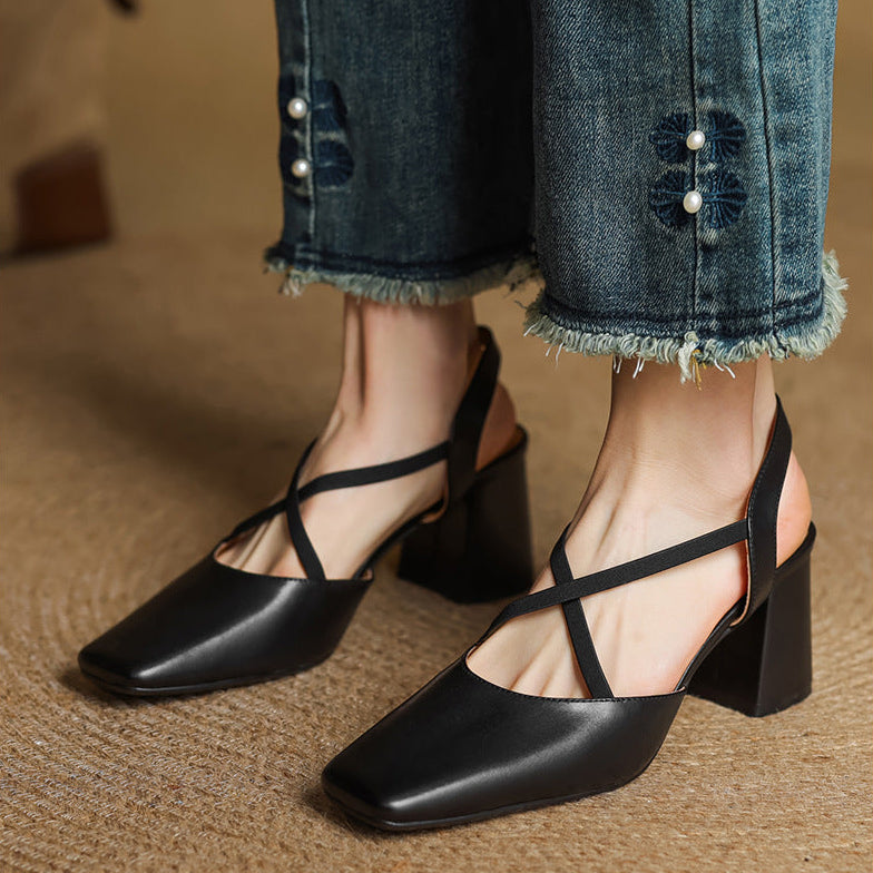 Tacones Alissa de cuero genuino