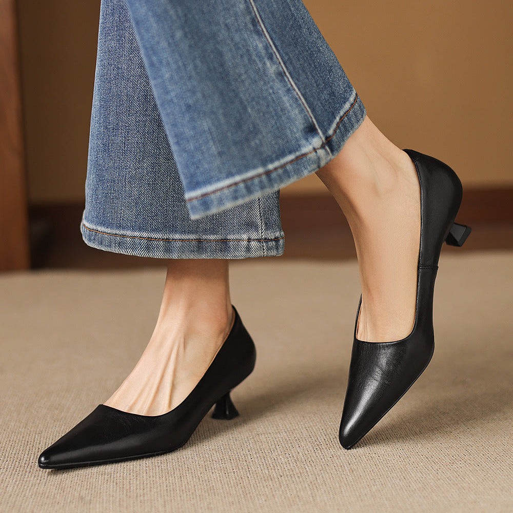 Tacones Revia de cuero genuino