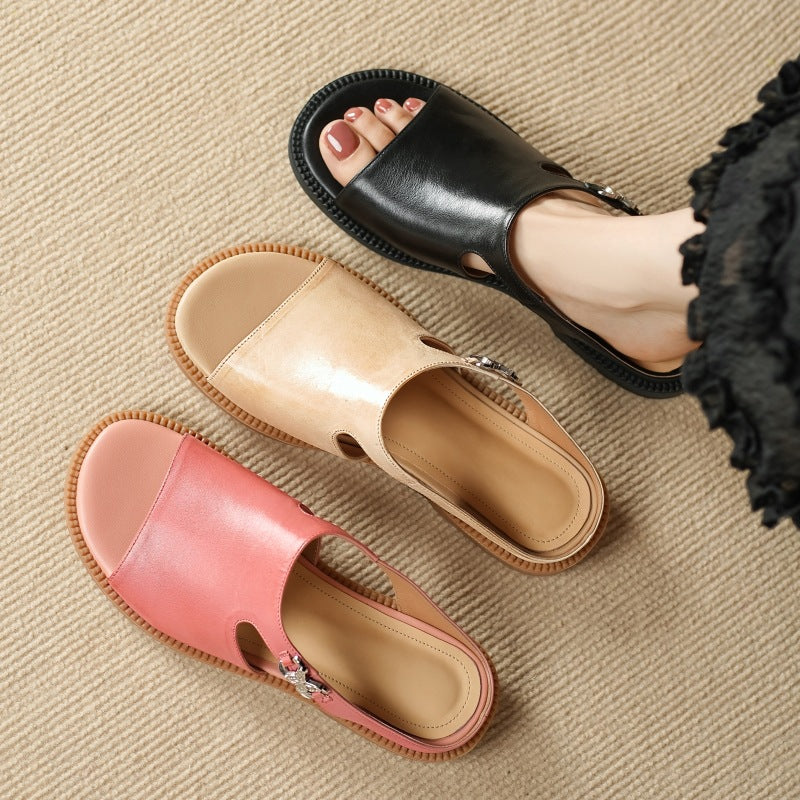 Mules Nessa de cuero genuino