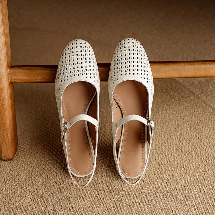 Escarpins slingback ajourés en cuir véritable Bela