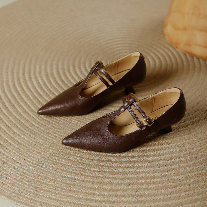 Mirel T-Strap-Pumps aus echtem Leder