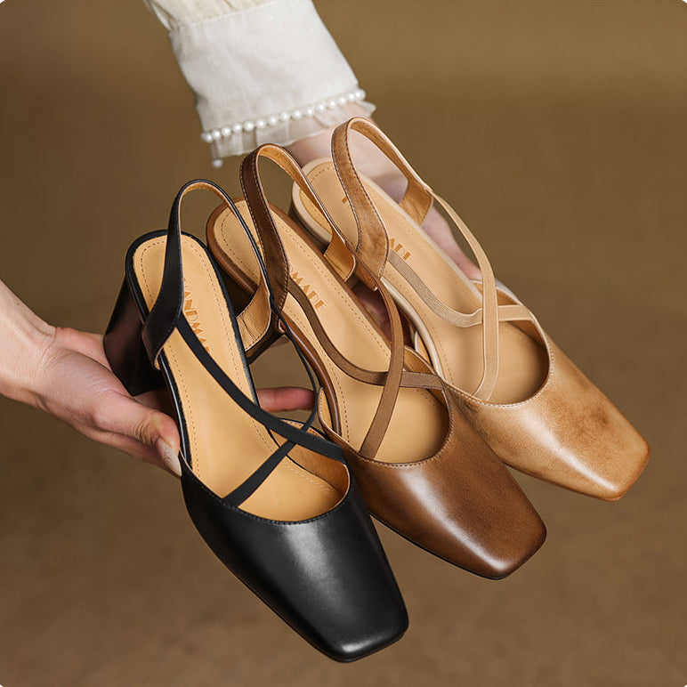 Tacones Alissa de cuero genuino