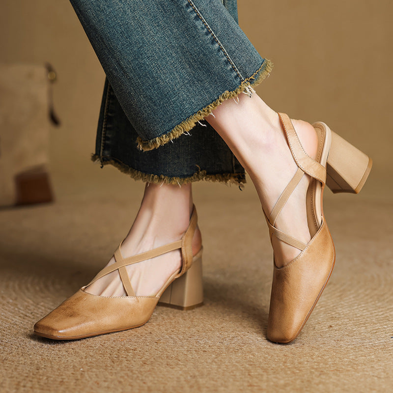 Tacones Alissa de cuero genuino