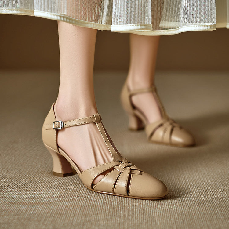 Tacones Romira de cuero genuino