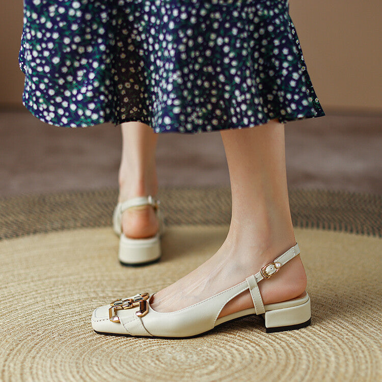 Cora Slingback-pumps i läder med fyrkantig tå