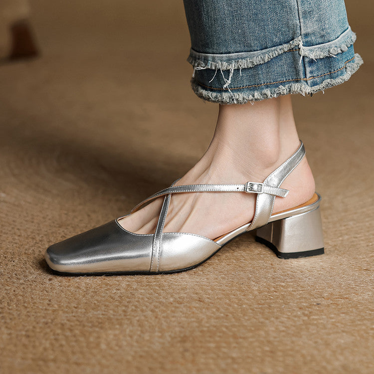 Tacchi slingback Klea in vera pelle con cinturini incrociati