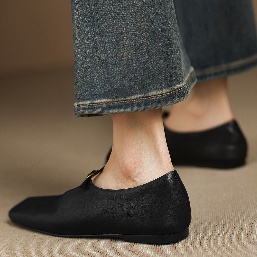 Kleva Mary-Jane-Flats aus echtem Leder