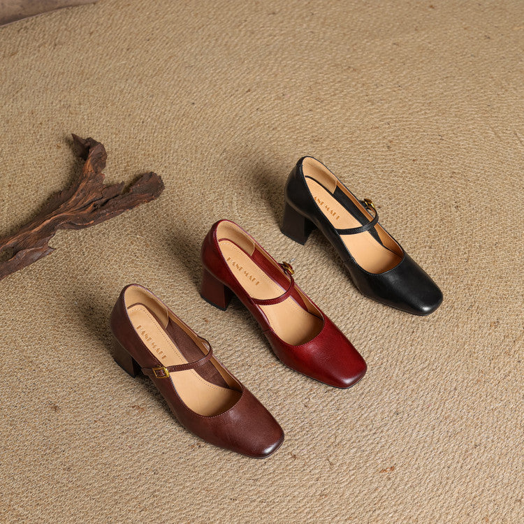 Tacones Lenara de cuero genuino