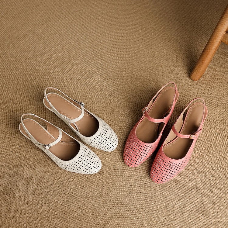 Escarpins slingback ajourés en cuir véritable Bela