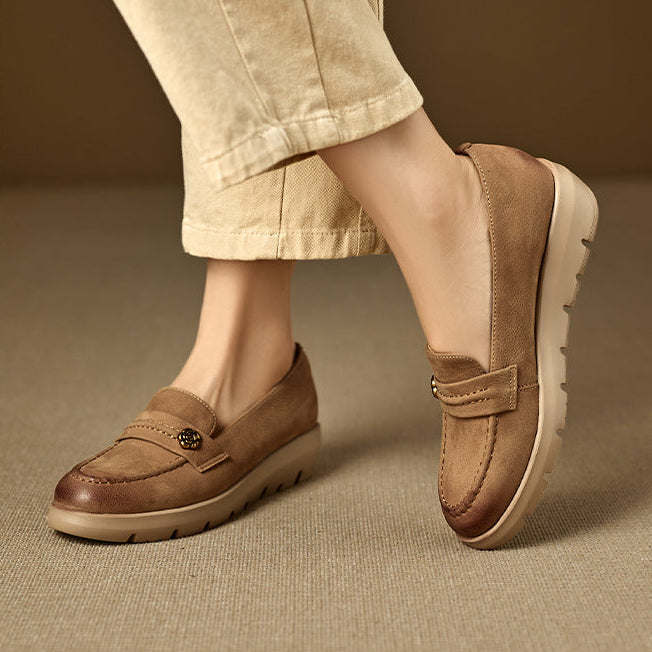 Zapatos de plataforma de cuero genuino Mira