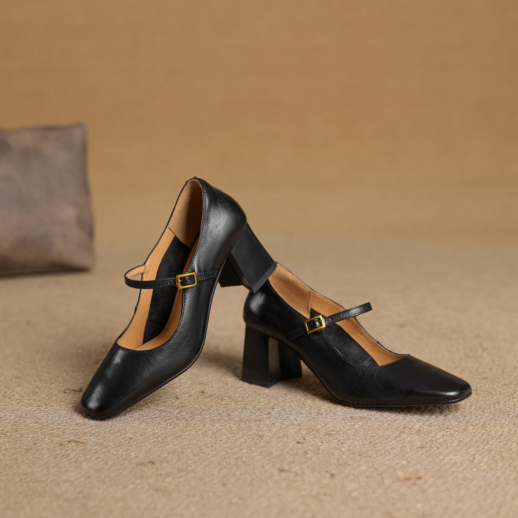 Tacones Lenara de cuero genuino