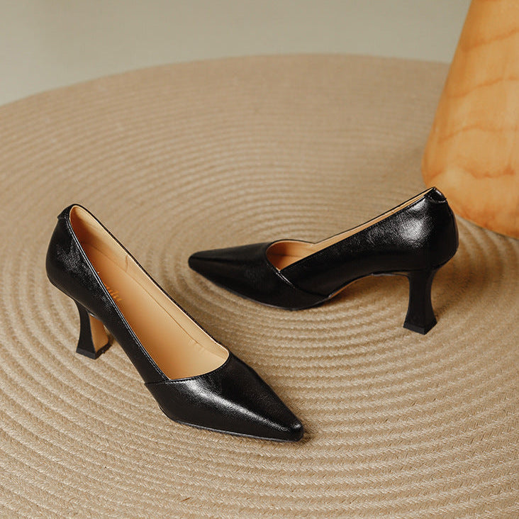 Stera Pointed-Toe Leather Heel Pumps