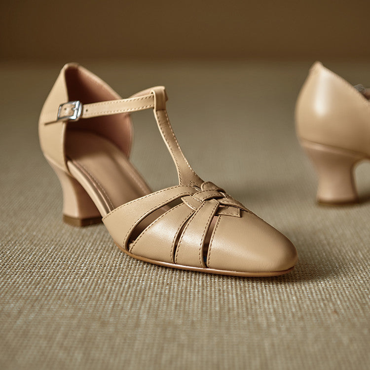 Tacones Romira de cuero genuino