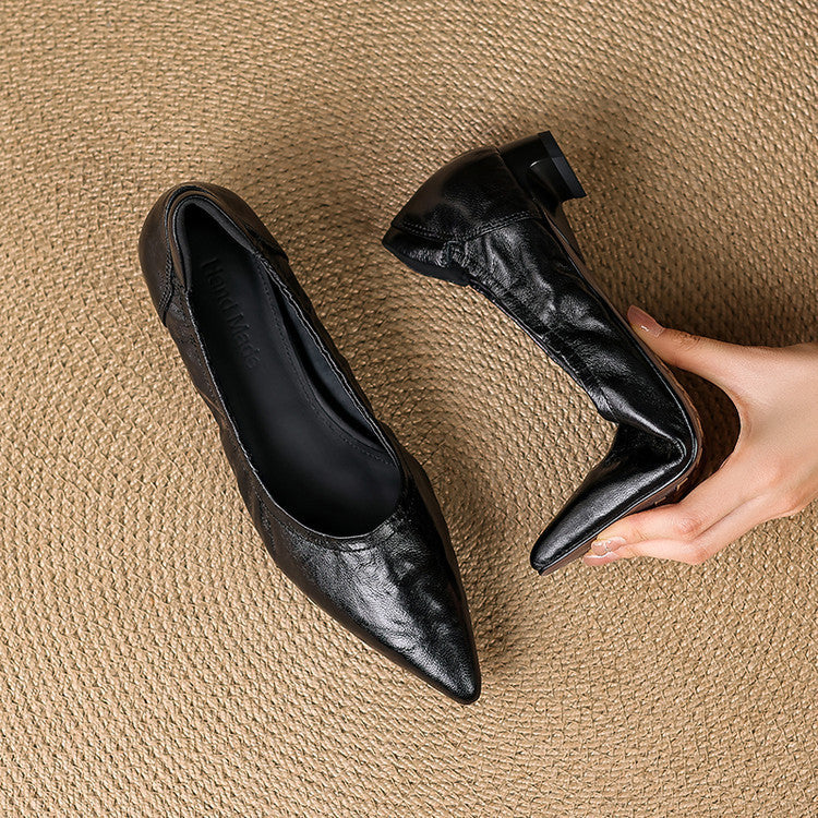 Tacones Cela de cuero genuino con punta fina