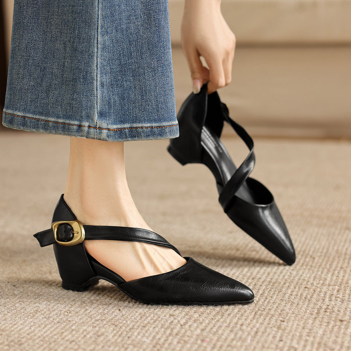 Maely Leder-Heels mit Cross-Straps