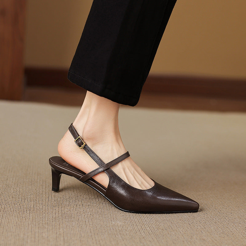 Tacones Mary Jane destalonados de cuero genuino Zyra