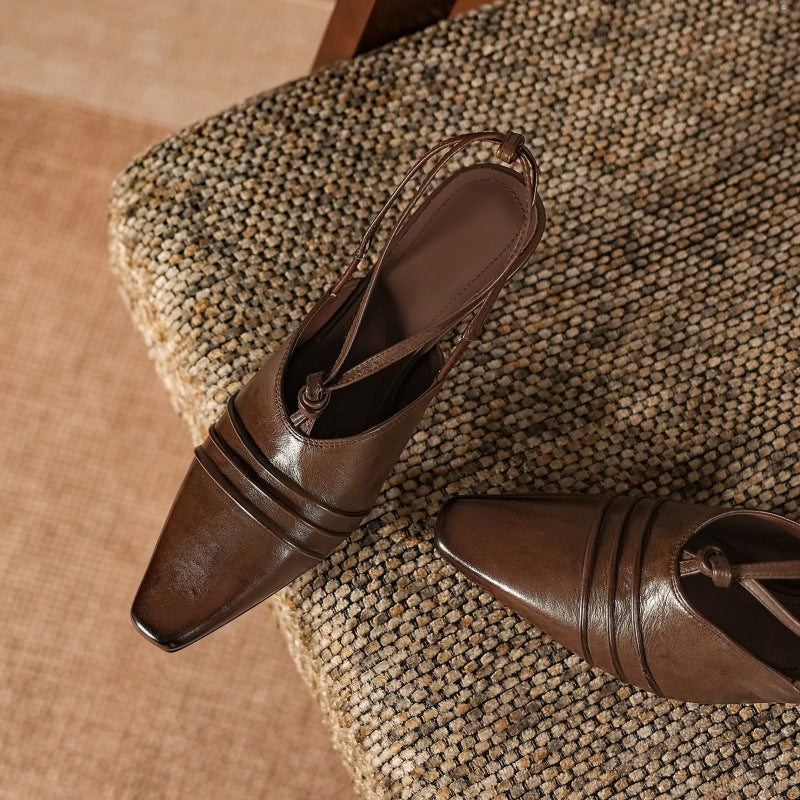 Enola Slingback-hakken van echt leer met cross-overband