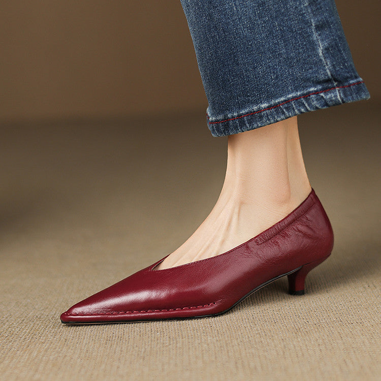 Emma Pumps aus echtem Leder mit spitzer Kappe