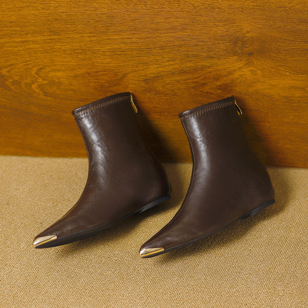 Odia Pointed-Toe Leather Ankle Boots