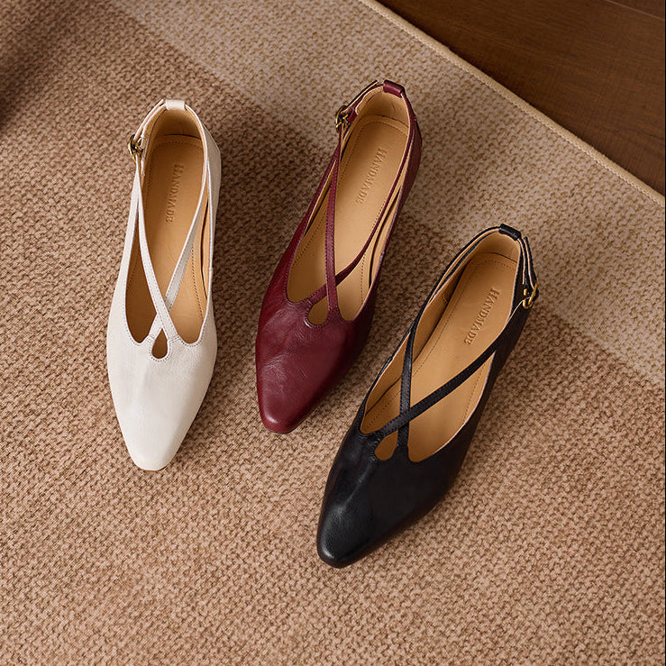 Zapatos planos Ciela de cuero genuino con tiras cruzadas