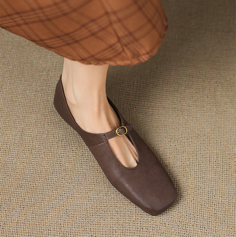 Kleva Mary-Jane-Flats aus echtem Leder