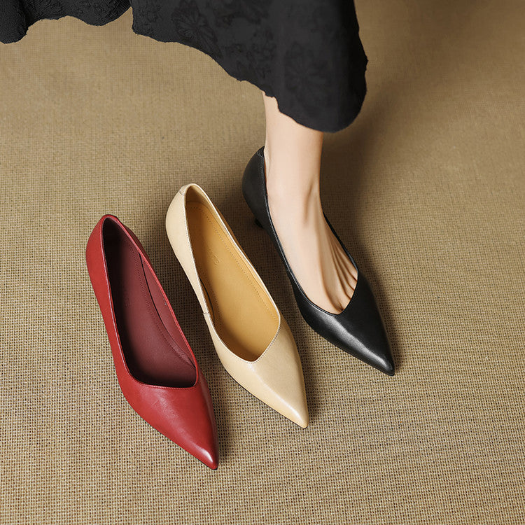 Tacones Aurea de cuero genuino con punta fina