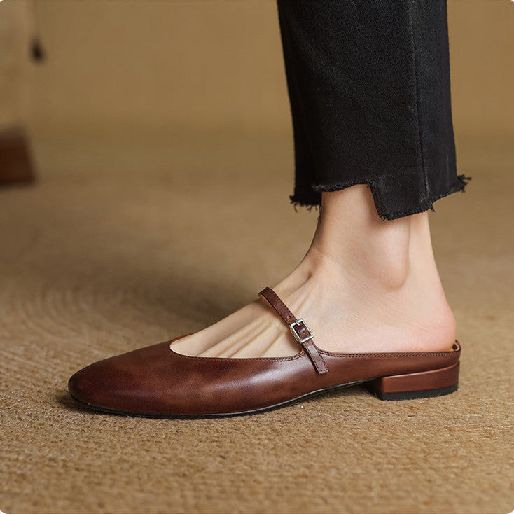 Mules Avina de cuero genuino