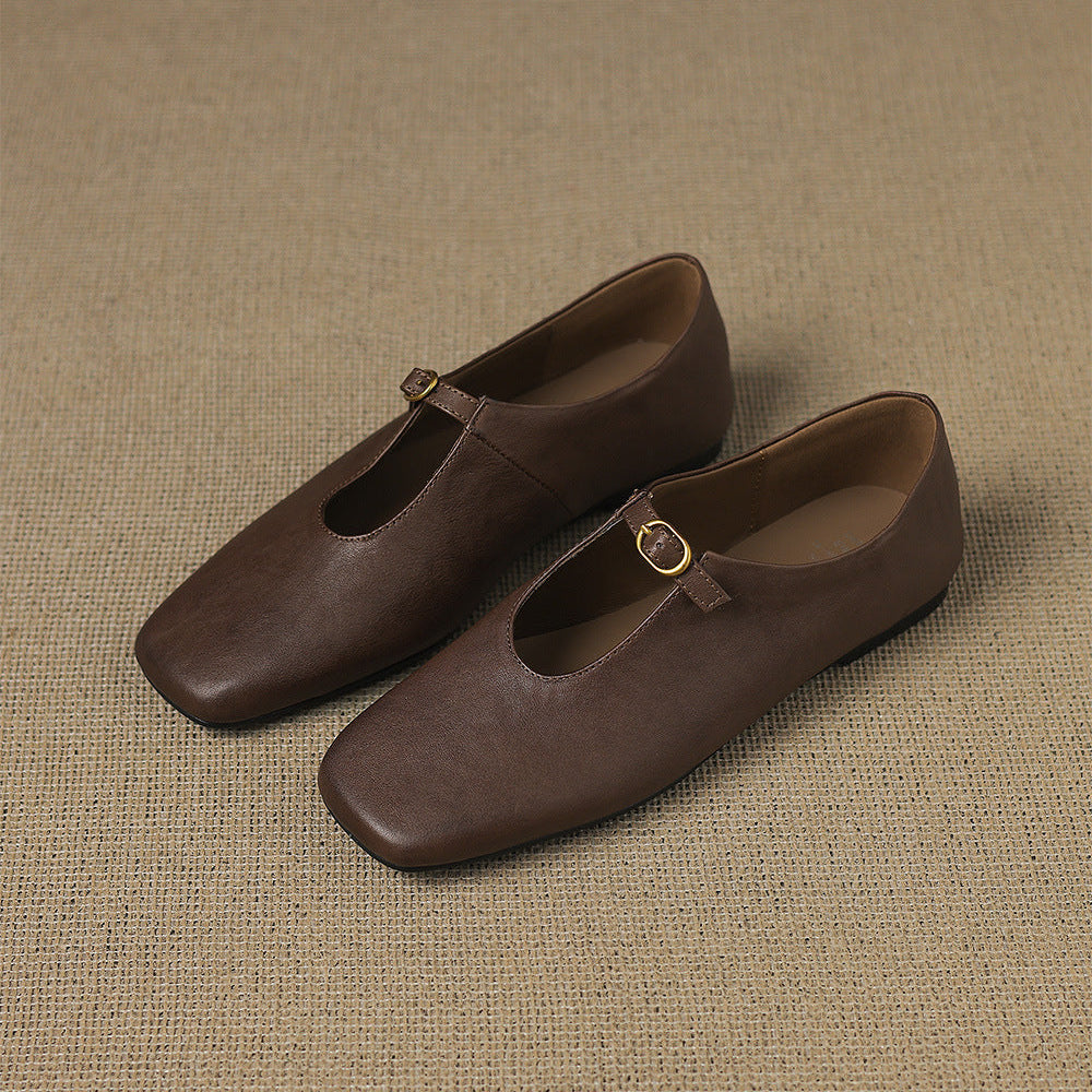 Kleva Mary-Jane-Flats aus echtem Leder