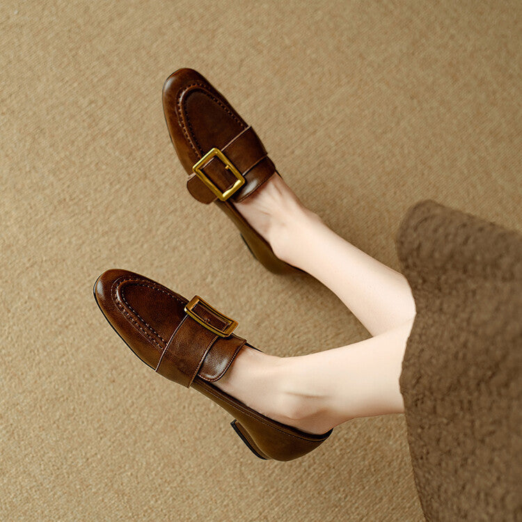 Chaussures Rizon à boucle de ceinture en cuir véritable