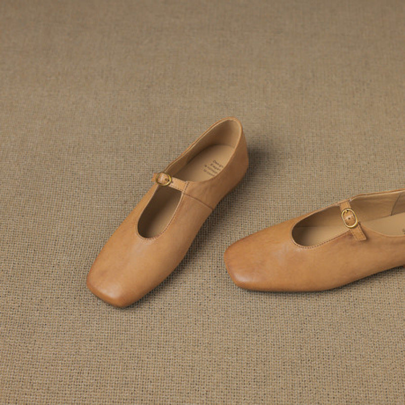 Kleva Mary-Jane-Flats aus echtem Leder