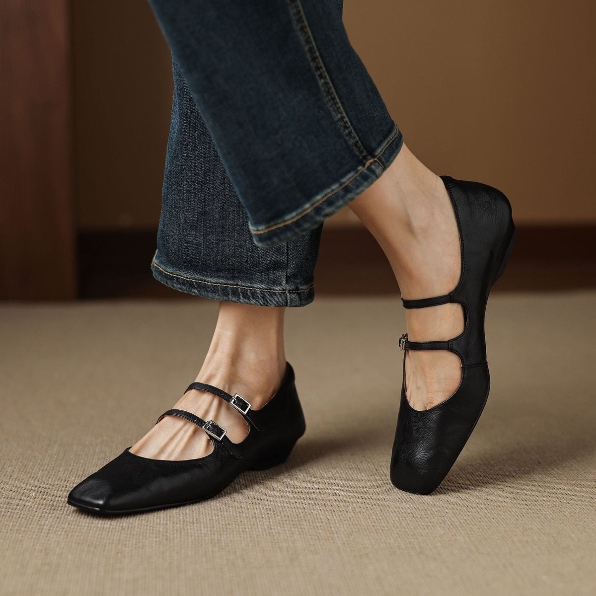 Chaussures plates Orik en cuir véritable