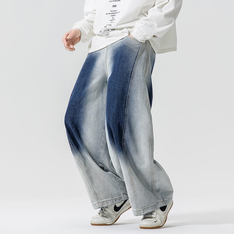 Jeans med vertikal fading