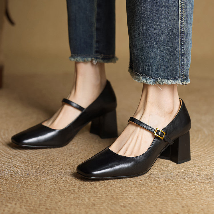 Tacones Lenara de cuero genuino