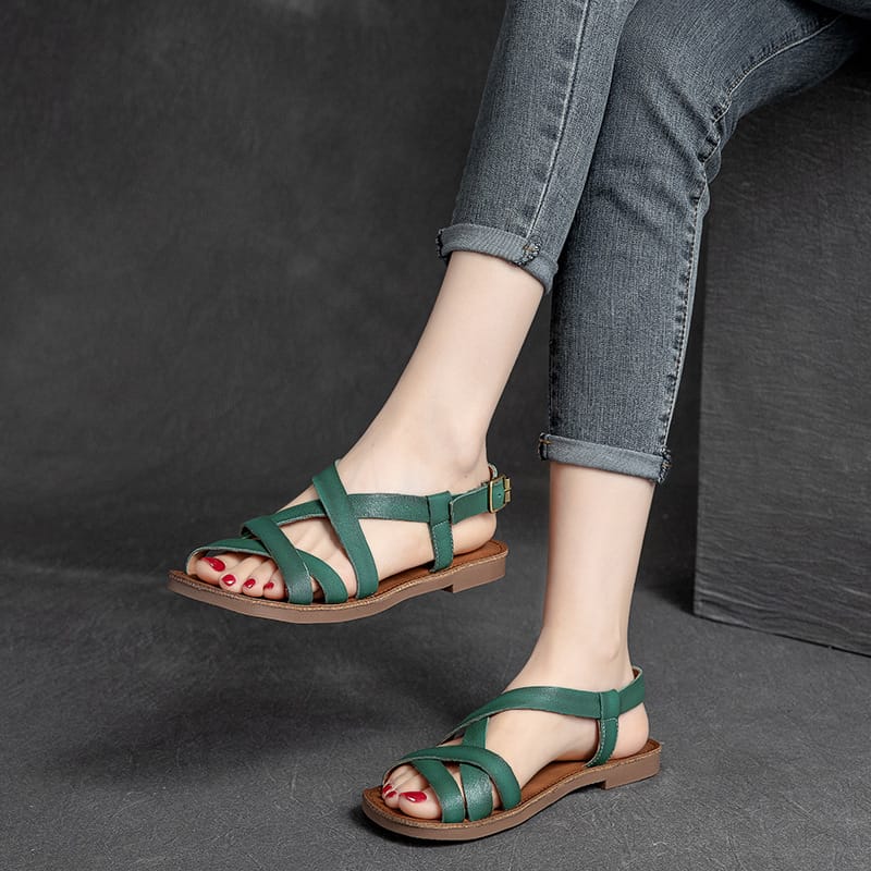 Patinaläder-sandal