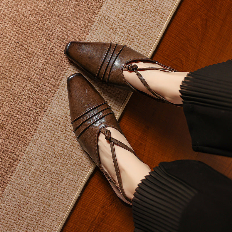 Enola Slingback-hakken van echt leer met cross-overband