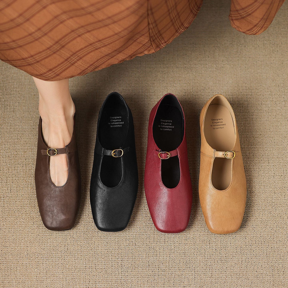 Kleva Mary-Jane-Flats aus echtem Leder