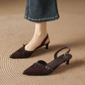 Elise Slingback-högklackar i äkta läder med spetsig tå