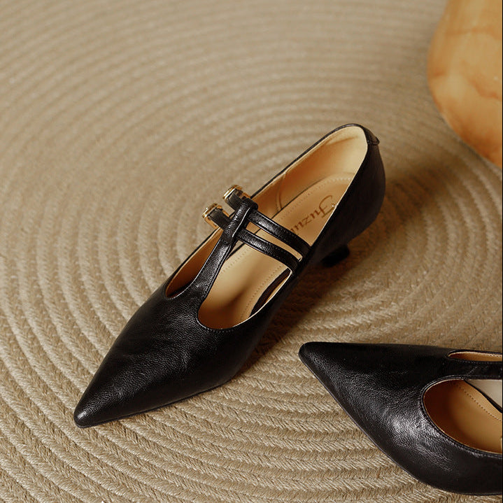 Mirel T-Strap-Pumps aus echtem Leder