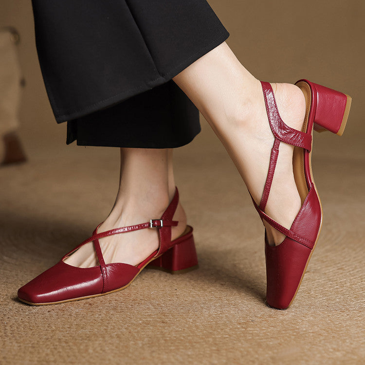 Tacchi slingback Klea in vera pelle con cinturini incrociati