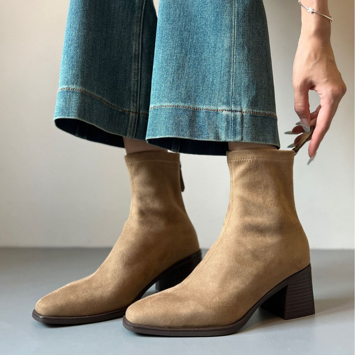 Lune støvler i ruskind