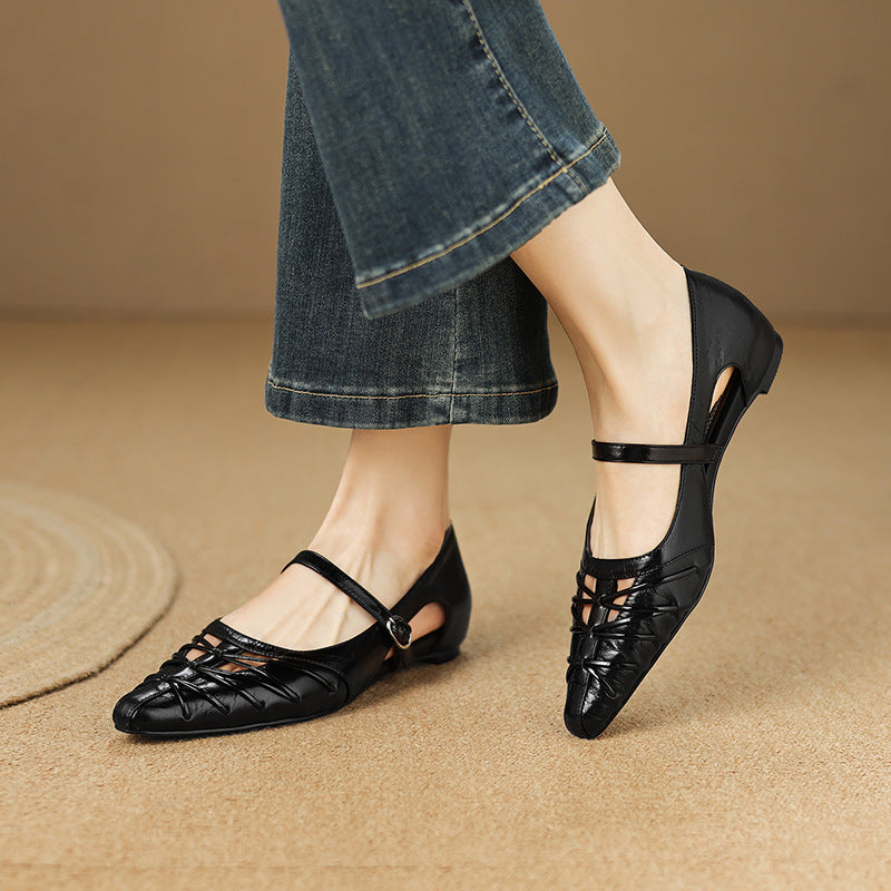 Quela Mary Jane-flade sko i ægte læder