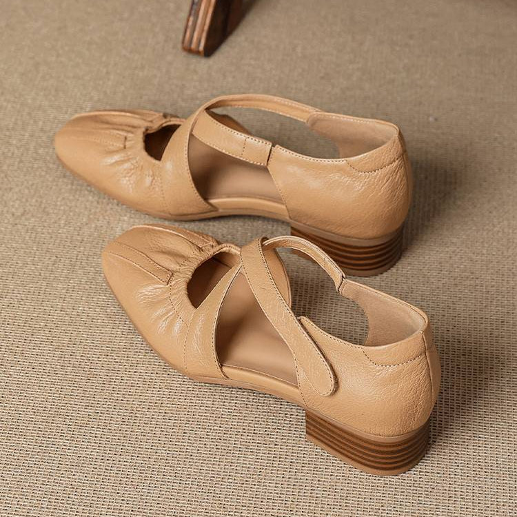 Chaussures plates Odie en cuir véritable à bride croisée