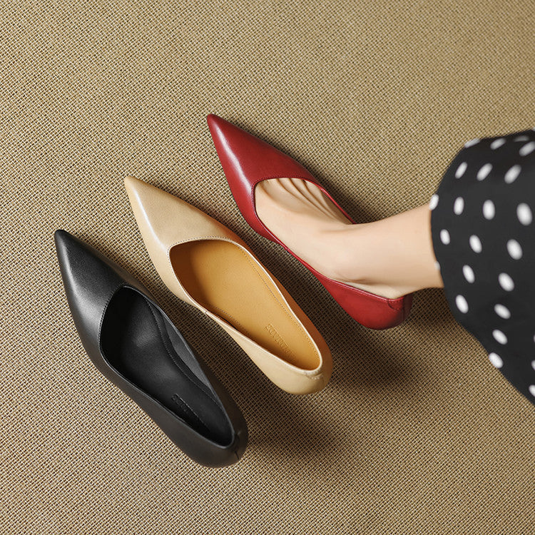Tacones Aurea de cuero genuino con punta fina
