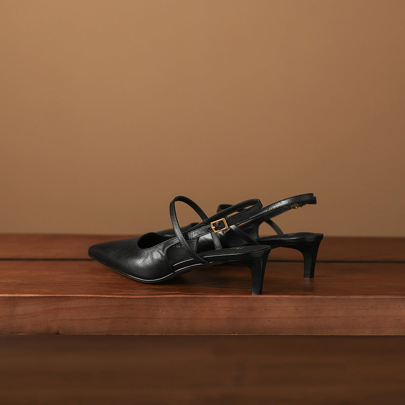 Tacones Mary Jane destalonados de cuero genuino Zyra