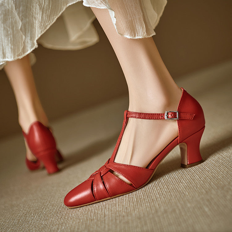 Tacones Romira de cuero genuino