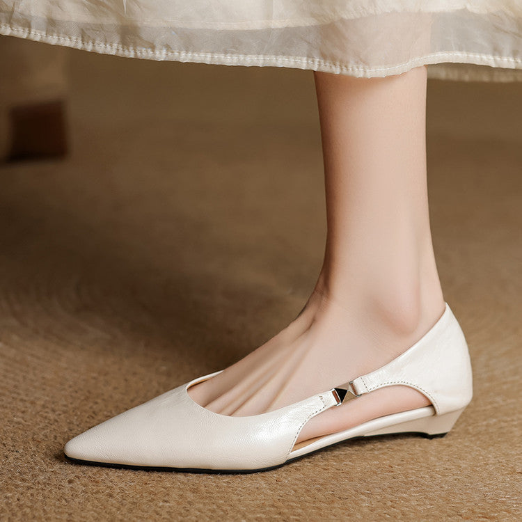 Zapatos planos de cuero genuino con punta Zephy