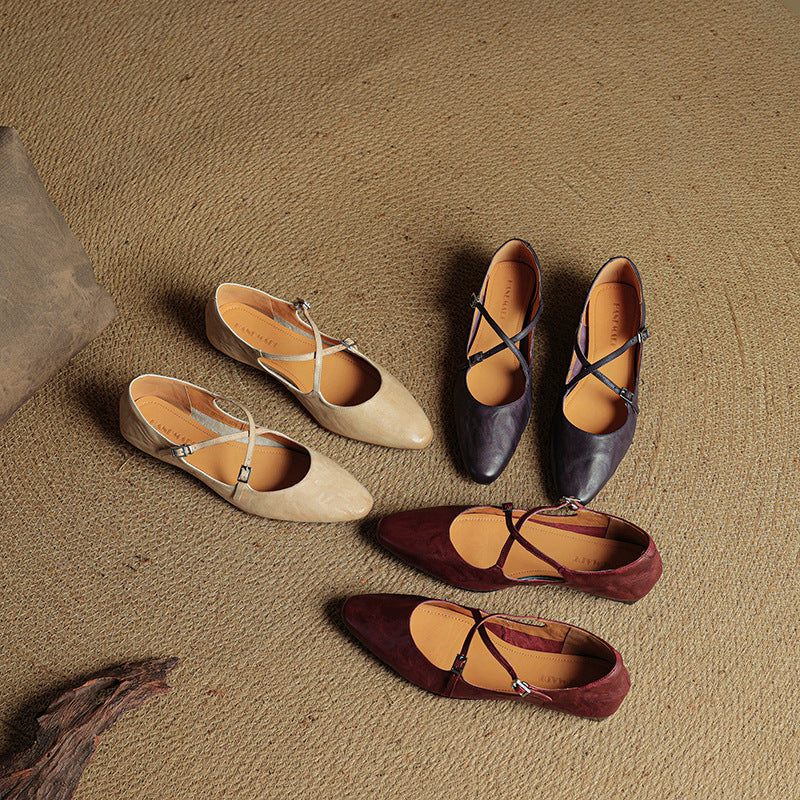 Odessa flache Schuhe aus echtem Leder