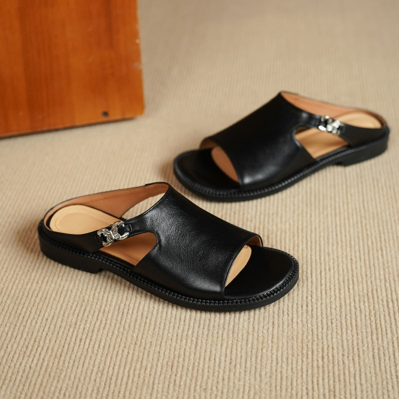 Mules Nessa de cuero genuino