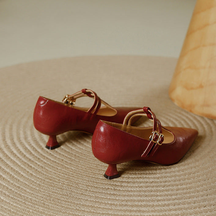 Mirel T-Strap-Pumps aus echtem Leder
